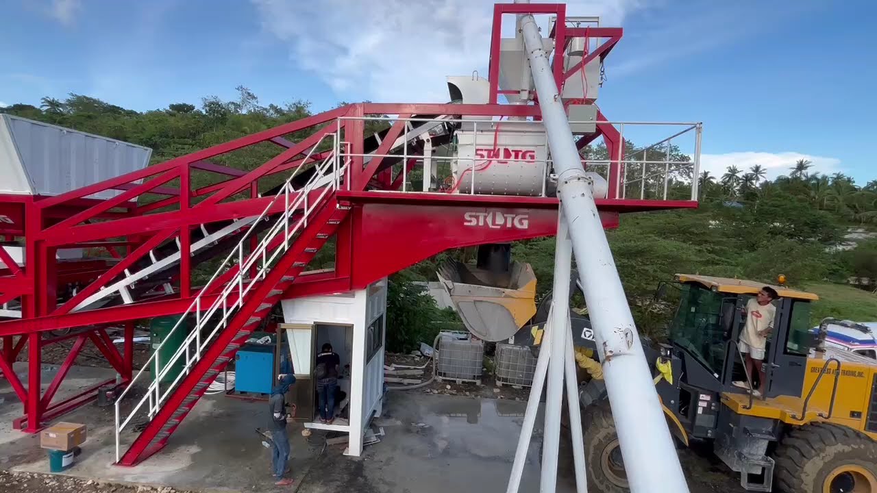 usine-de-béton-STLTG-sur-le-chantier : nous exportons une nouvelle petite usine mobile de béton vers le Timor-Leste !